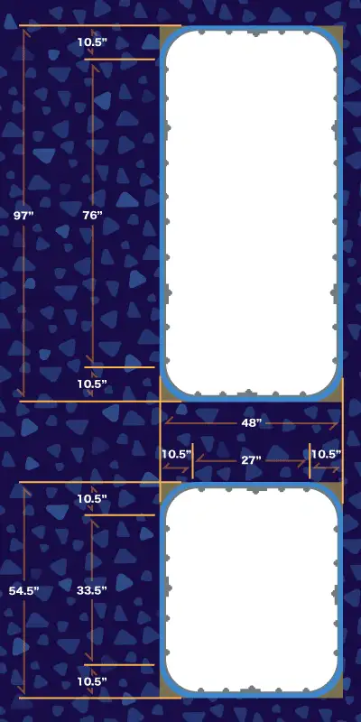 A diagram of a cross section of a box-flume that is being repaired with HydraTite