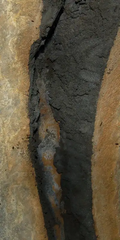 A severely separated joint in a pipe