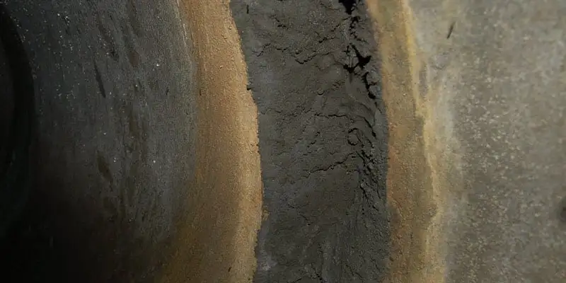 A severely separated joint in a pipe