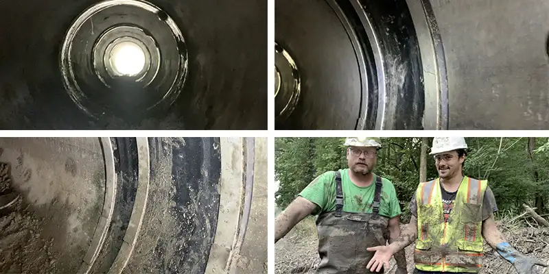 HydraTite being used to restore a stormwater culvert by sealing its joints