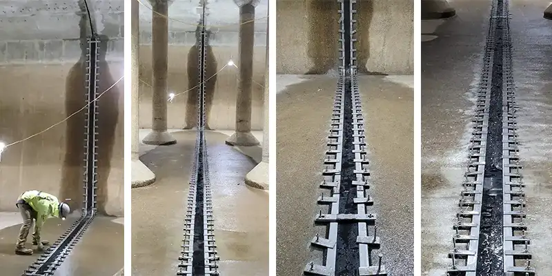 HydraTite installed over a joint in a large water basin