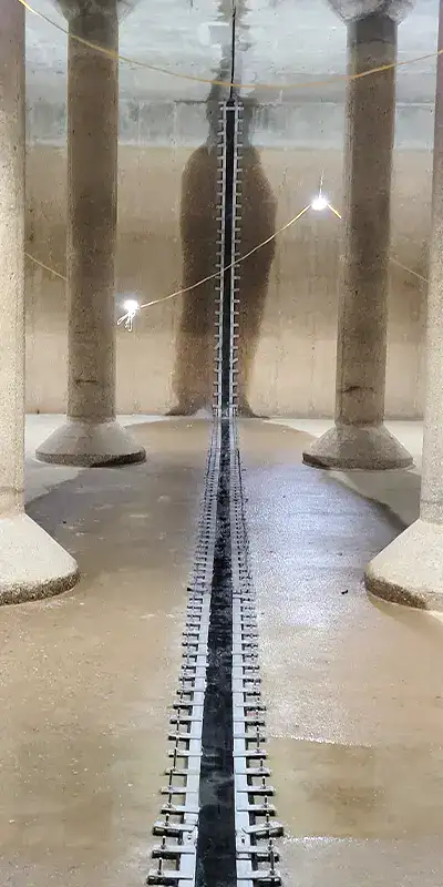A large joint sealed utilizing HydraTite in a massive water basin