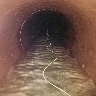 Water flowing through a large-diameter pipe