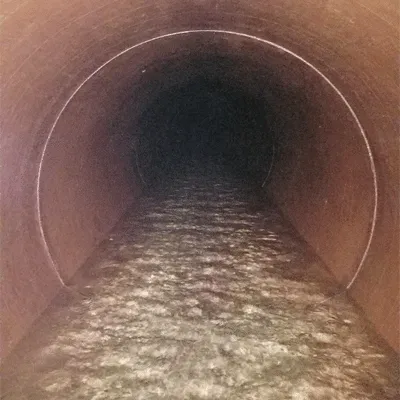 Water flowing through a large-diameter pipe