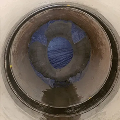HydraTite installed over a joint in a large-diameter pipe