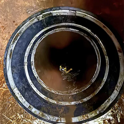 A double-wide seal installed inside a raw water pipe