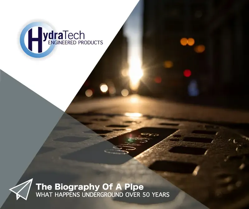 A sewer lid being illuminated by sun that is low on the horizon