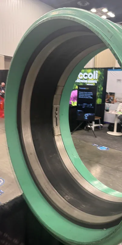 A HydraTite seal installed in a test pipe at a tradeshow