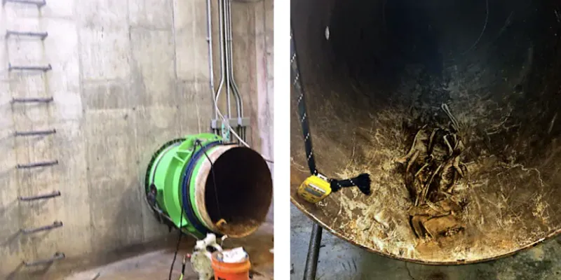 The entrance to a raw water pipeline