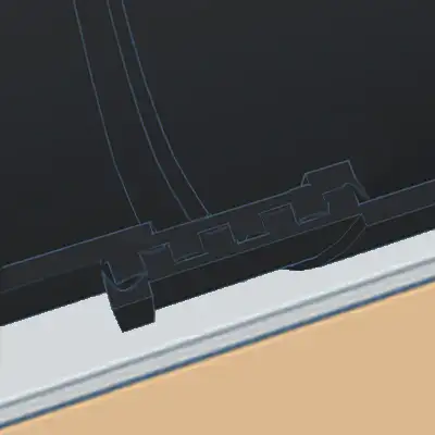 A cross-section of a pair of rubber seals interlocked at the ribs inside a pipe
