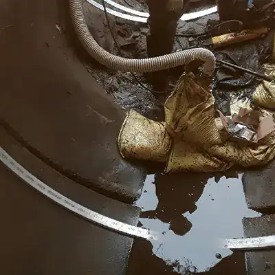 Materials scattered across the invert of a culvert
