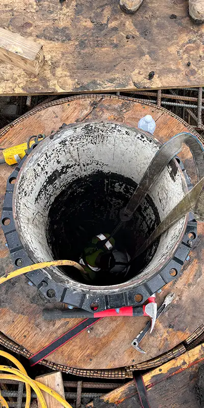 Looking down into a vertical pipe