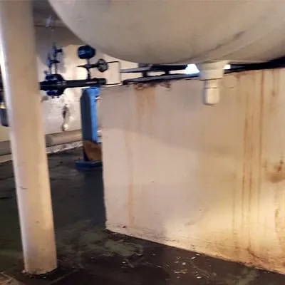 A tank at a power plant with compromised piers