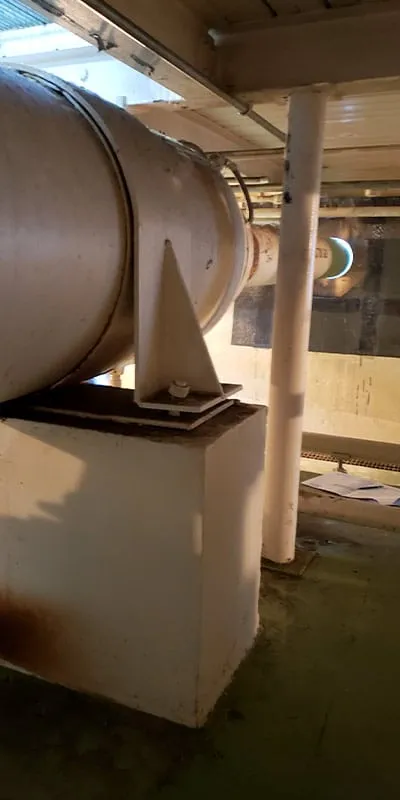 A tank at a power plant with compromised piers