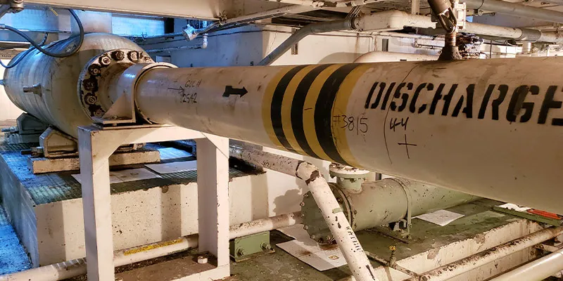 A tank at a power plant with compromised piers