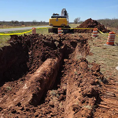 Digging down to a pipe
