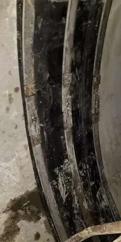 HydraTite internal pipe joint seal installed over a joint in a large-diameter pipe