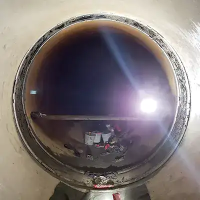 HydraTite installed inside a pipe to seal a joint
