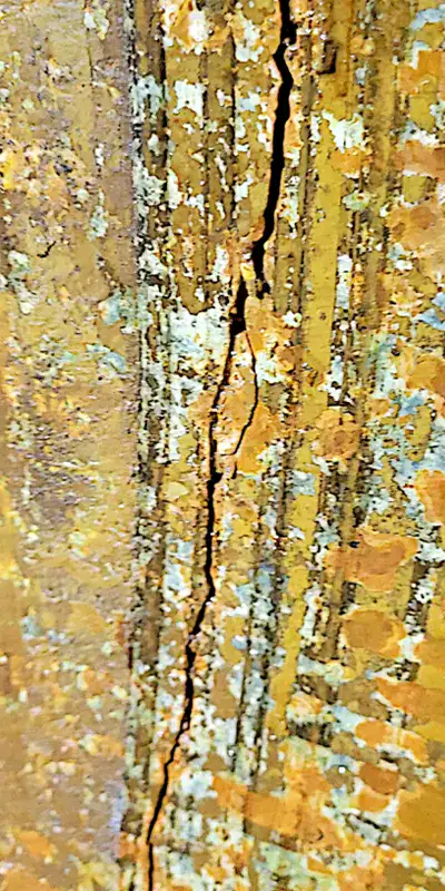 An internal portion of a water main that has cracks