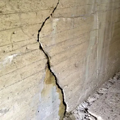 Damaged concrete in a culvert
