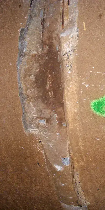 Damaged portion of large-diameter pipe