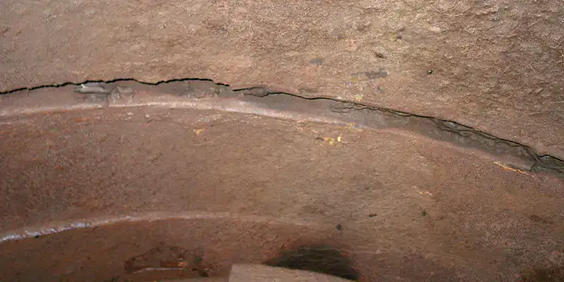 Internal view of a failing expansion joint