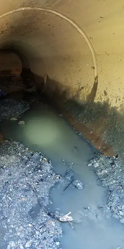 A muddy stormwater pipe