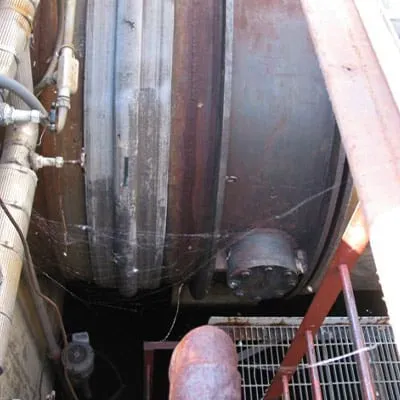 Exterior of an expansion joint that has failed