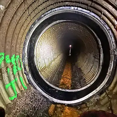HydraTite sealing a joint in a corrugated DOT culvert to seal the pipe