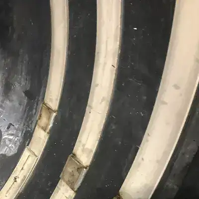 A joint in an ADS pipe that has been sealed with HydraTite the internal pipe joint seal