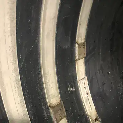 A joint in an ADS pipe that has been sealed with HydraTite the internal pipe joint seal