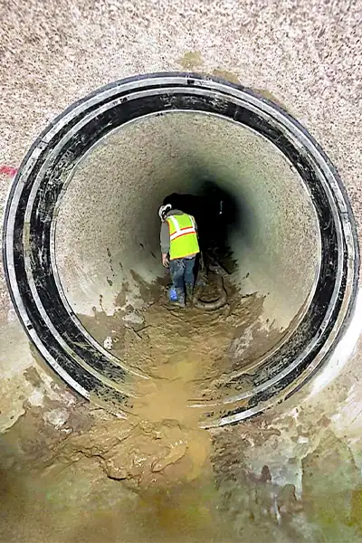 A HydraTite seal installed over a joint in a pump station line