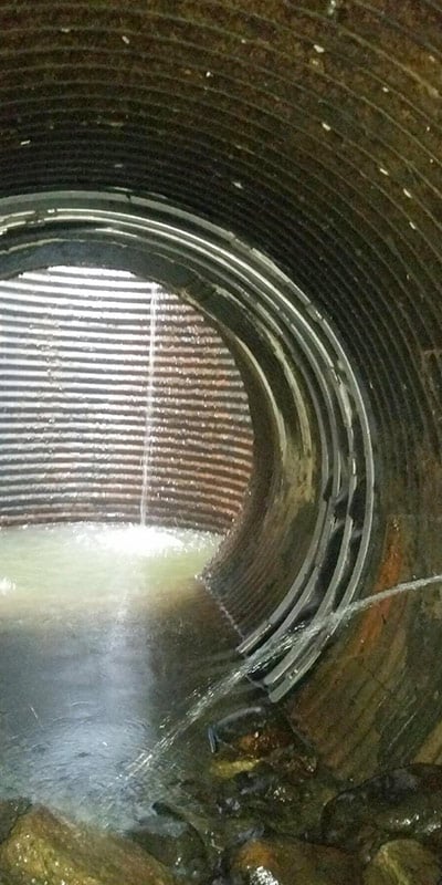 HydraTite Installed Over A Joint In A Corrugated Overflow Pipe