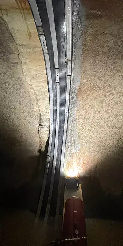 HydraTite installed over a joint in a large-diameter pipe at a power plant