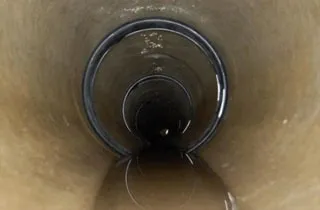 Several HydraTite seals installed inside a long pipe