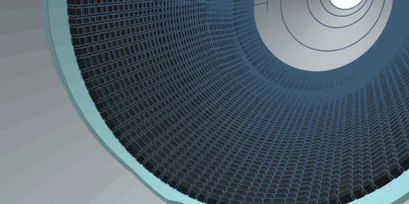 A rendering of HydraWrap applied to the interior of a pipe