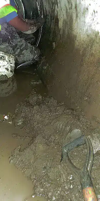 A muddy culvert