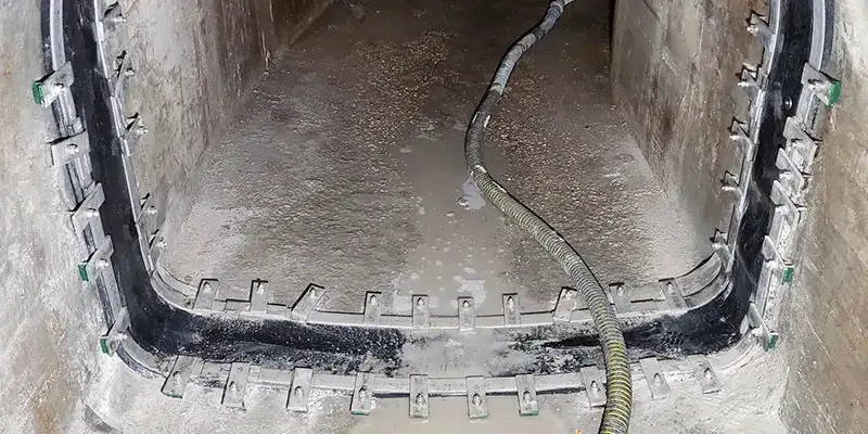 An irregularly-shaped pipe sealed with HydraTite
