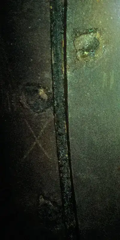 A separated joint in a drinking water pipe