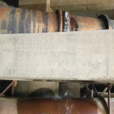 An active leak in an expansion joint