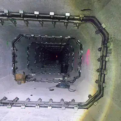 HydraTite internal pipe joint seals installed over joints in this box-shaped stormwater drain sump
