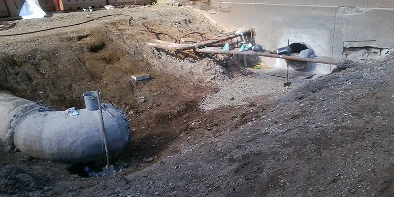 Outside a pump suction pipe