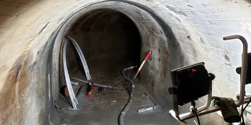 An irregularly-shaped pipe with materials to install HydraTite over a joint