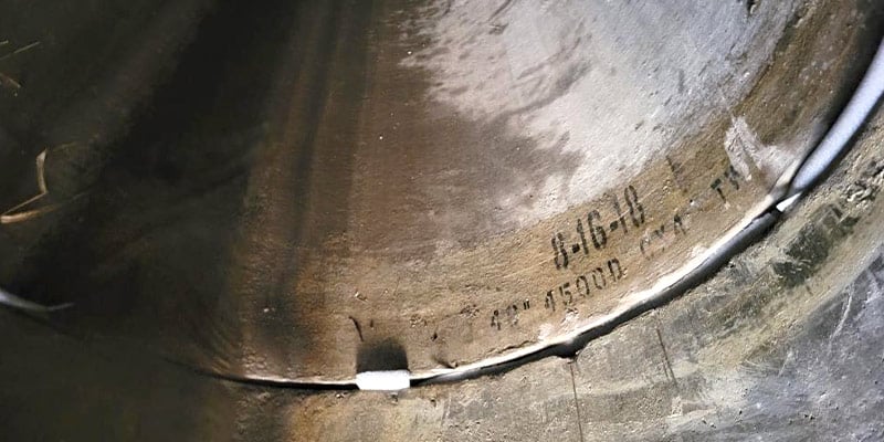 A pipe joint that has had foam filler stuffed into it