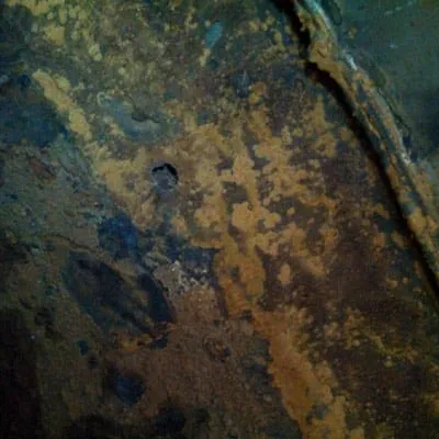 An exposed joint in a pump suction line