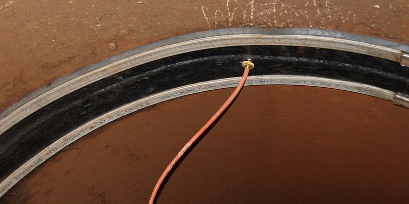 HydraTite installed over a joint in a PCCP getting air tested
