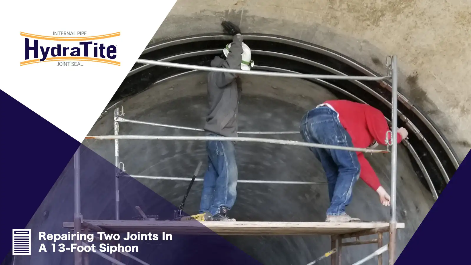 Technicians atop scaffolding, installing HydraTite