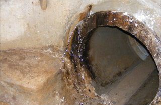 Water entering a pipe at an incorrect location