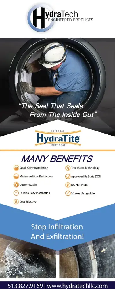 A banner showing HydraTite being used to seal over infiltration