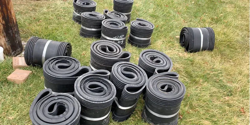 A bunch of rubber seals in the grass